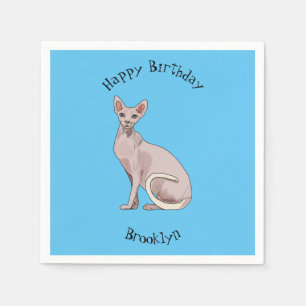 Sphynx cat cartoon illustration serviette