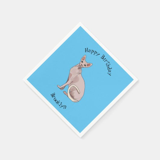 Sphynx cat cartoon illustration serviette (Ecke)