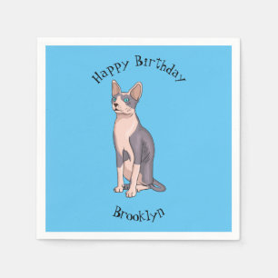 Sphynx cat cartoon illustration serviette