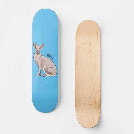 Sphynx cat cartoon illustration skateboard (Vorderseite)