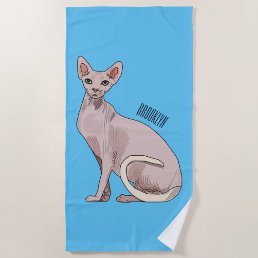 Sphynx cat cartoon illustration strandtuch (Vorderseite)