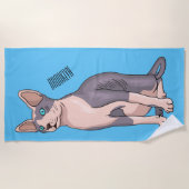 Sphynx cat cartoon illustration strandtuch (Vorderseite)