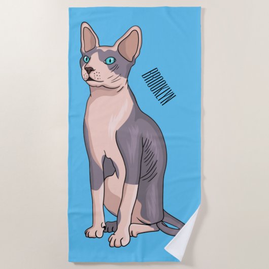 Sphynx cat cartoon illustration strandtuch (Vorderseite)