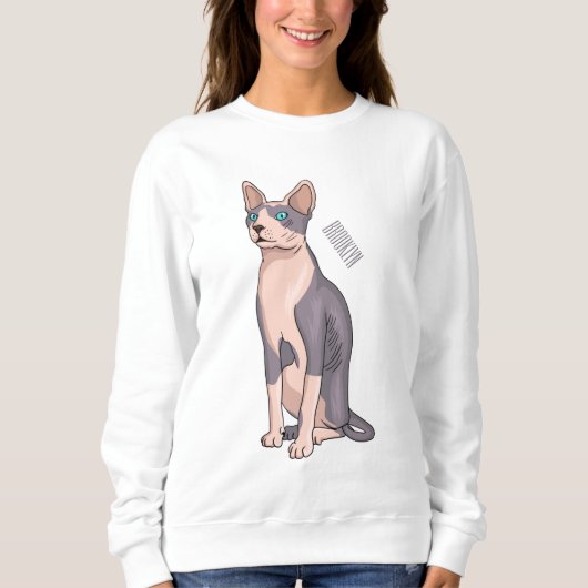 Sphynx cat cartoon illustration sweatshirt (Vorderseite)