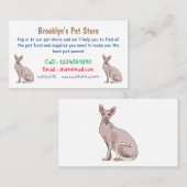 Sphynx cat cartoon illustration visitenkarte (Vorne/Hinten)