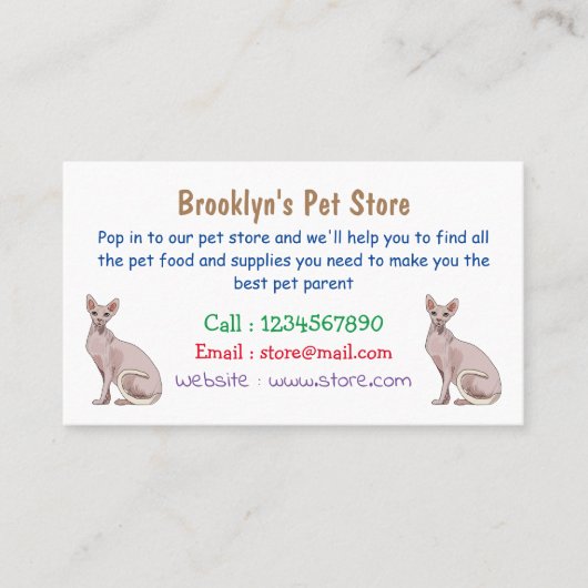 Sphynx cat cartoon illustration visitenkarte (Vorderseite)