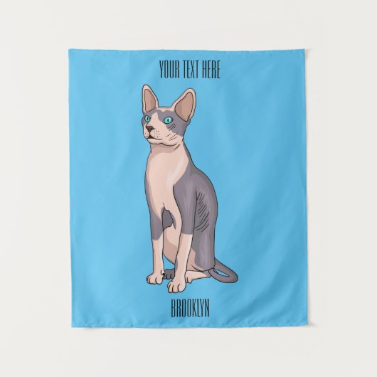 Sphynx cat cartoon illustration wandteppich (Vorderseite)