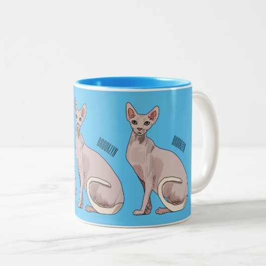 Sphynx cat cartoon illustration zweifarbige tasse (VorderseiteRechts)