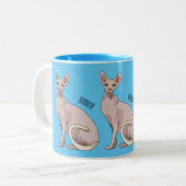 Sphynx cat cartoon illustration zweifarbige tasse (Vorderseite Links)