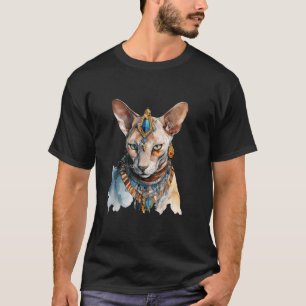 Sphynx Cat Cat Ägyptische Katze Katze Wasserfarbe T-Shirt