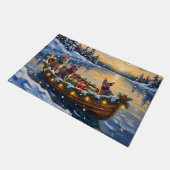 Sphynx Cat Christmas Boat Holiday Fußmatte (Schrägansicht)