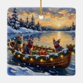 Sphynx Cat Christmas Boat Holiday Keramikornament (Rückseite)