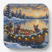 Sphynx Cat Christmas Boat Holiday Pappteller (Vorderseite)