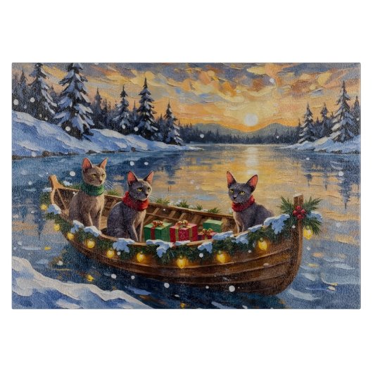 Sphynx Cat Christmas Boat Holiday Schneidebrett (Vorderseite)