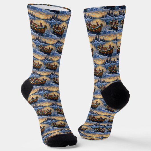 Sphynx Cat Christmas Boat Holiday Socken (Gewinkelt)