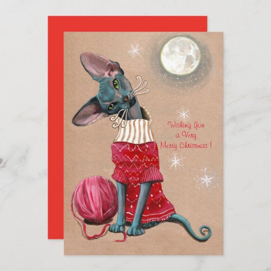 Sphynx Cat Christmas Card (Vorne/Hinten)