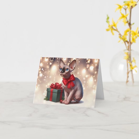 Sphynx Cat Christmas Card Karte (Gelbe Blume)