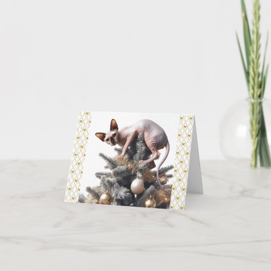 Sphynx Cat Christmas Card Karte (Vorderseite)