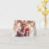 Sphynx Cat Christmas Card Karte (Gelbe Blume)