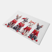 Sphynx Cat Christmas Dress Santa Hat Fußmatte (Schrägansicht)