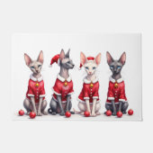 Sphynx Cat Christmas Dress Santa Hat Fußmatte (Vorderseite)