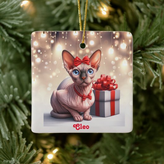 Sphynx Cat Christmas Keramikornament (Baum)