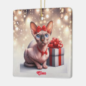 Sphynx Cat Christmas Keramikornament (Links)