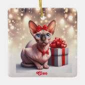 Sphynx Cat Christmas Keramikornament (Vorderseite)