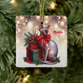 Sphynx Cat Christmas Keramikornament