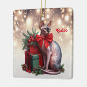 Sphynx Cat Christmas Keramikornament (Links)