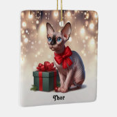 Sphynx Cat Christmas Keramikornament (Rechts)