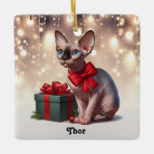 Sphynx Cat Christmas Keramikornament (Vorderseite)