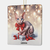 Sphynx Cat Christmas Keramikornament (Links)