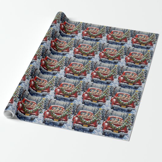 Sphynx Cat Christmas Red Truck Holiday Geschenkpapier (Ungerollt)