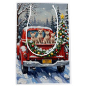 Sphynx Cat Christmas Red Truck Holiday Mittlere Geschenktüte (Vorderseite)