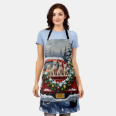 Sphynx Cat Christmas Red Truck Holiday Schürze (Getragen)