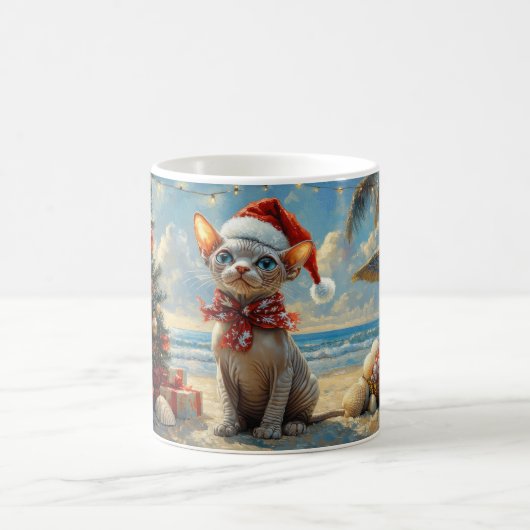 Sphynx Cat Christmas Vintag Beach Kaffeetasse (Mittel)