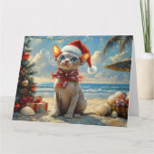 Sphynx Cat Christmas Vintag Beach Karte (Vorderseite)