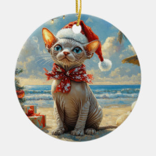 Sphynx Cat Christmas Vintag Beach Keramik Ornament