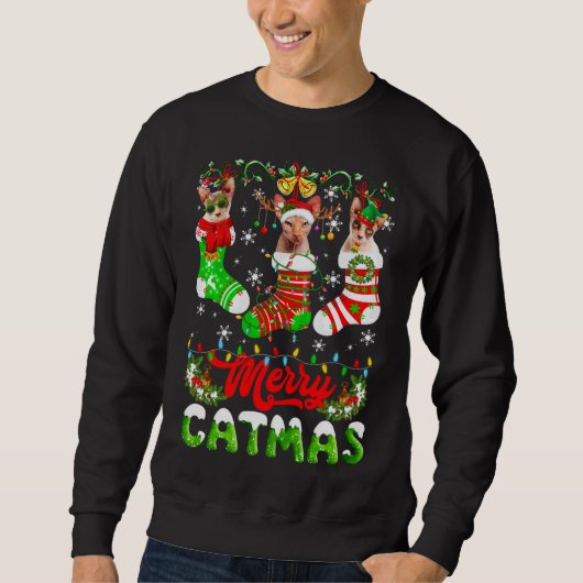 Sphynx Cat Christmas Weihnachtsmannmütze Scarf Nie Sweatshirt (Vorderseite)