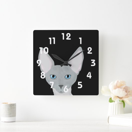 Sphynx Cat Clock Quadratische Wanduhr (Zuhause)