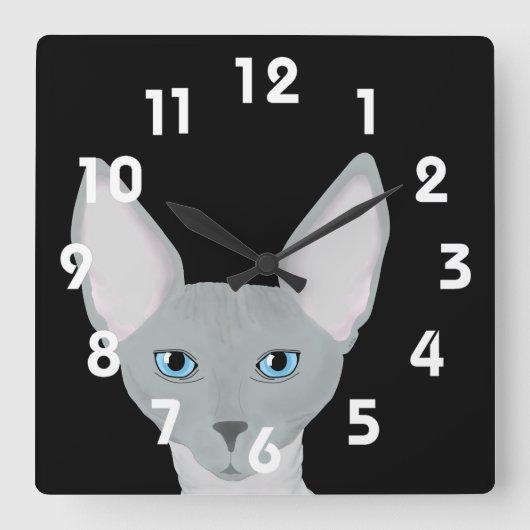Sphynx Cat Clock Quadratische Wanduhr (Vorderseite)