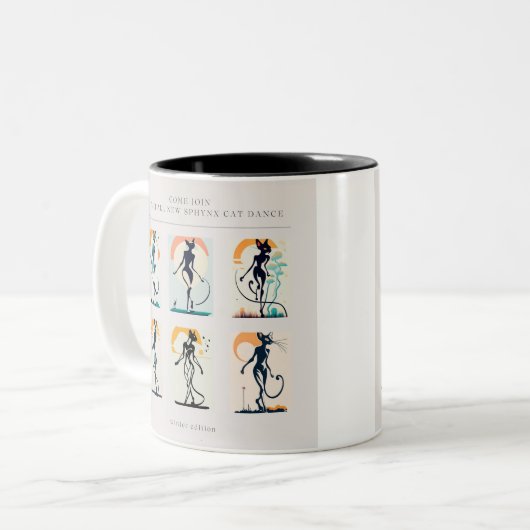 Sphynx Cat Dance Zweifarbige Tasse (Vorderseite Links)