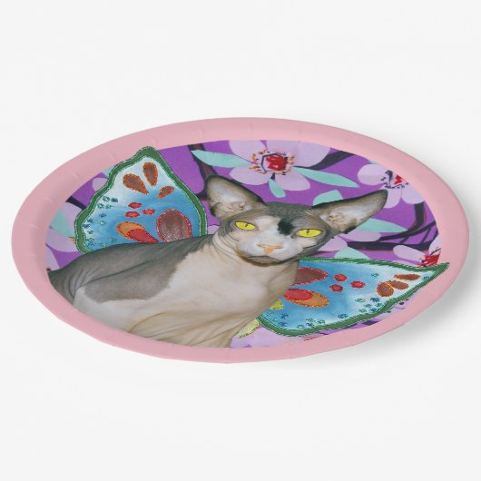 Sphynx Cat Fairy Angel Party für Weltkulturerbe Pappteller (Schrägansicht)