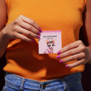 Sphynx Cat Groomer Sitter Rosa Glitzer Drift Quadratische Visitenkarte