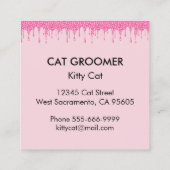 Sphynx Cat Groomer Sitter Rosa Glitzer Drift Quadratische Visitenkarte (Rückseite)
