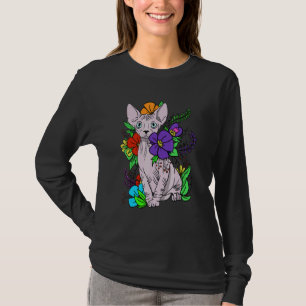 Sphynx Cat Haairless Kitten Blume T-Shirt