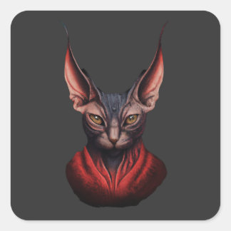 Sphynx Cat- Half Cat, Halb Teufel, Master Sphynx # Quadratischer Aufkleber