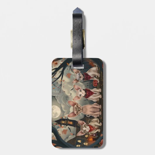 Sphynx Cat Halloween Spooky Gepäckanhänger (Rückseite vertikal)