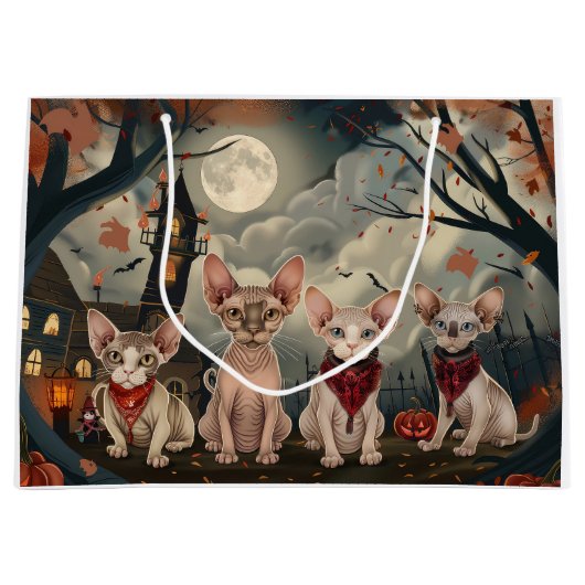 Sphynx Cat Halloween Spooky Große Geschenktüte (Vorderseite)